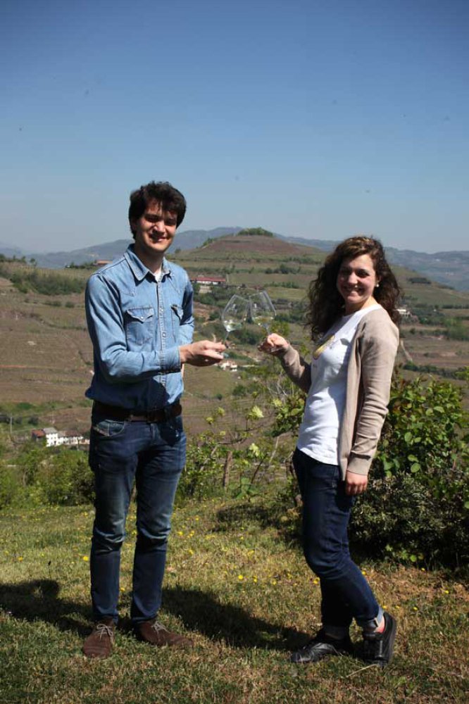 Andrea Dal Bosco und seine Freundin Alessandra vor ihrem Vulkan